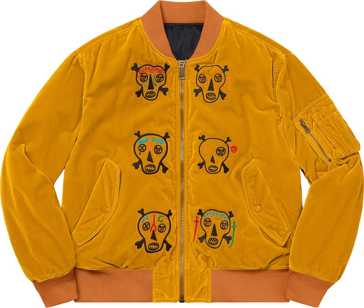 Clayton Patterson/Supreme Skulls Embroidered Velvet MA-1 view 12
